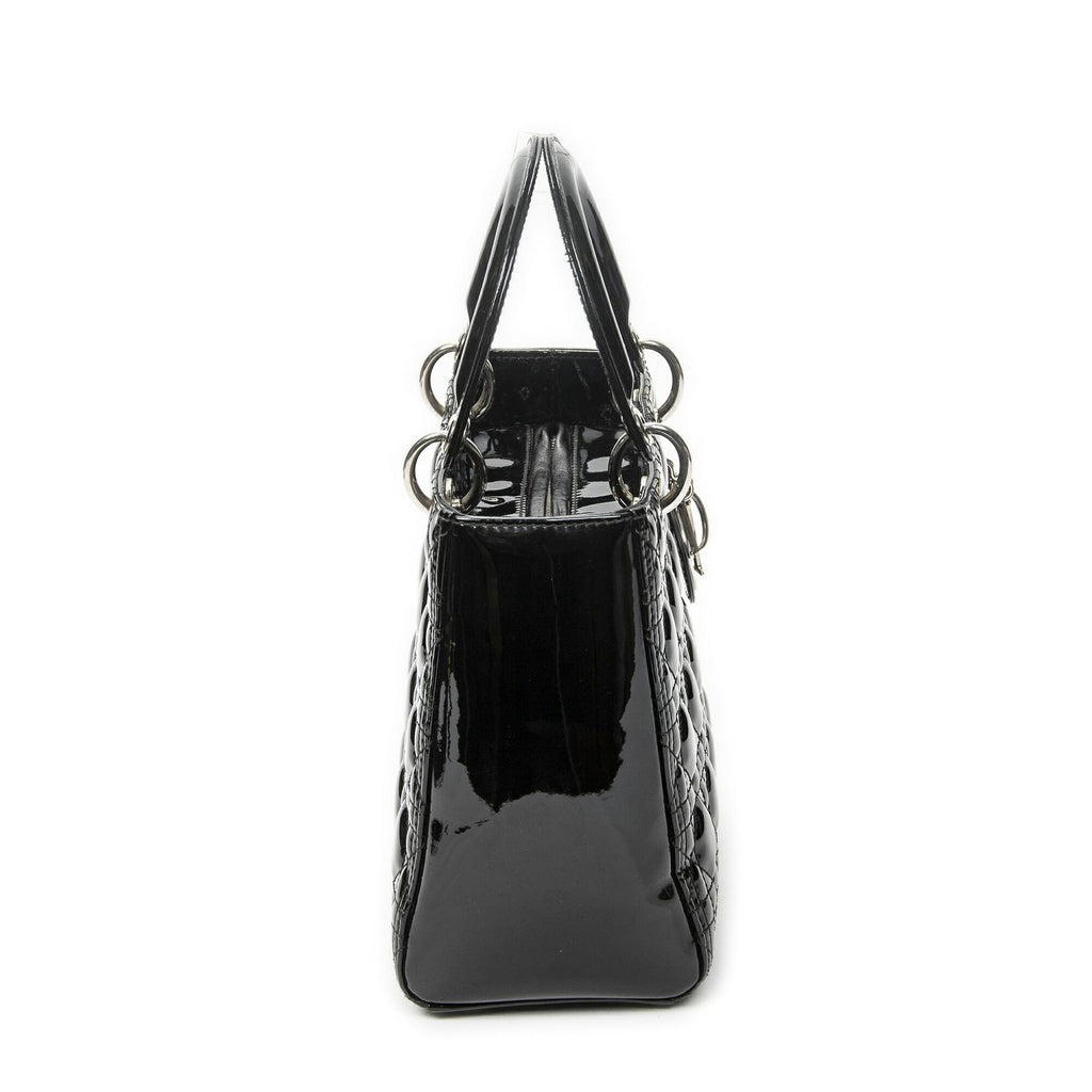 Dior Medium Lady Dior Zip Black Cannage Patent Leather Handbag — view 4