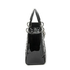 Dior Medium Lady Dior Zip Black Cannage Patent Leather Handbag — view 4