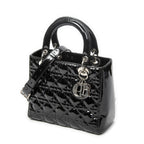 Dior Medium Lady Dior Zip Black Cannage Patent Leather Handbag — view 2
