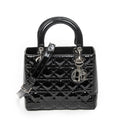 Dior Medium Lady Dior Zip Black Cannage Patent Leather Handbag