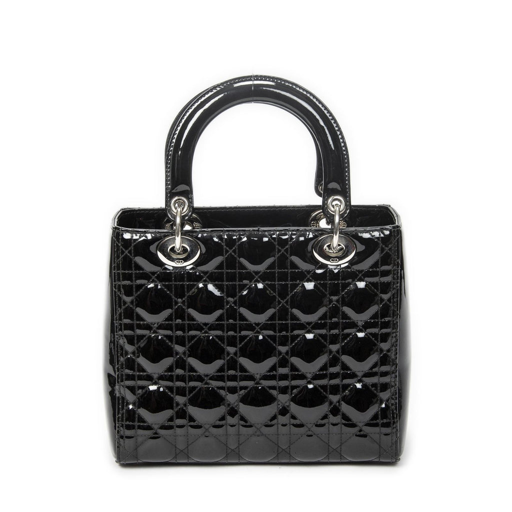 Dior Medium Lady Dior Zip Black Cannage Patent Leather Handbag — view 5
