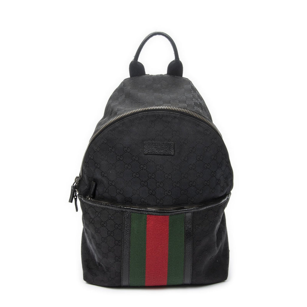 Gucci Web Backpack Black GG Canvas