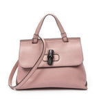 Gucci Small Bamboo Top Handle Flap Bag Pink Grain Calfskin Leather