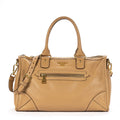 Prada Medium Bauletto Boston Light Brown Vitello Phoenix Shoulder Bag