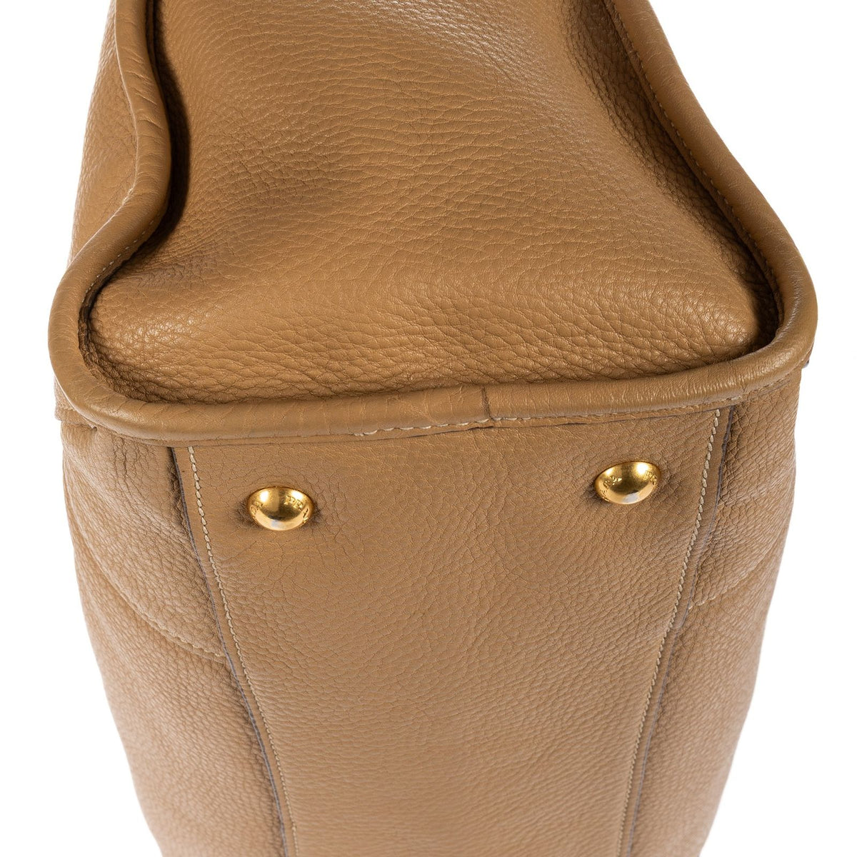 Prada Medium Bauletto Boston Light Brown Vitello Phoenix Shoulder Bag — view 7