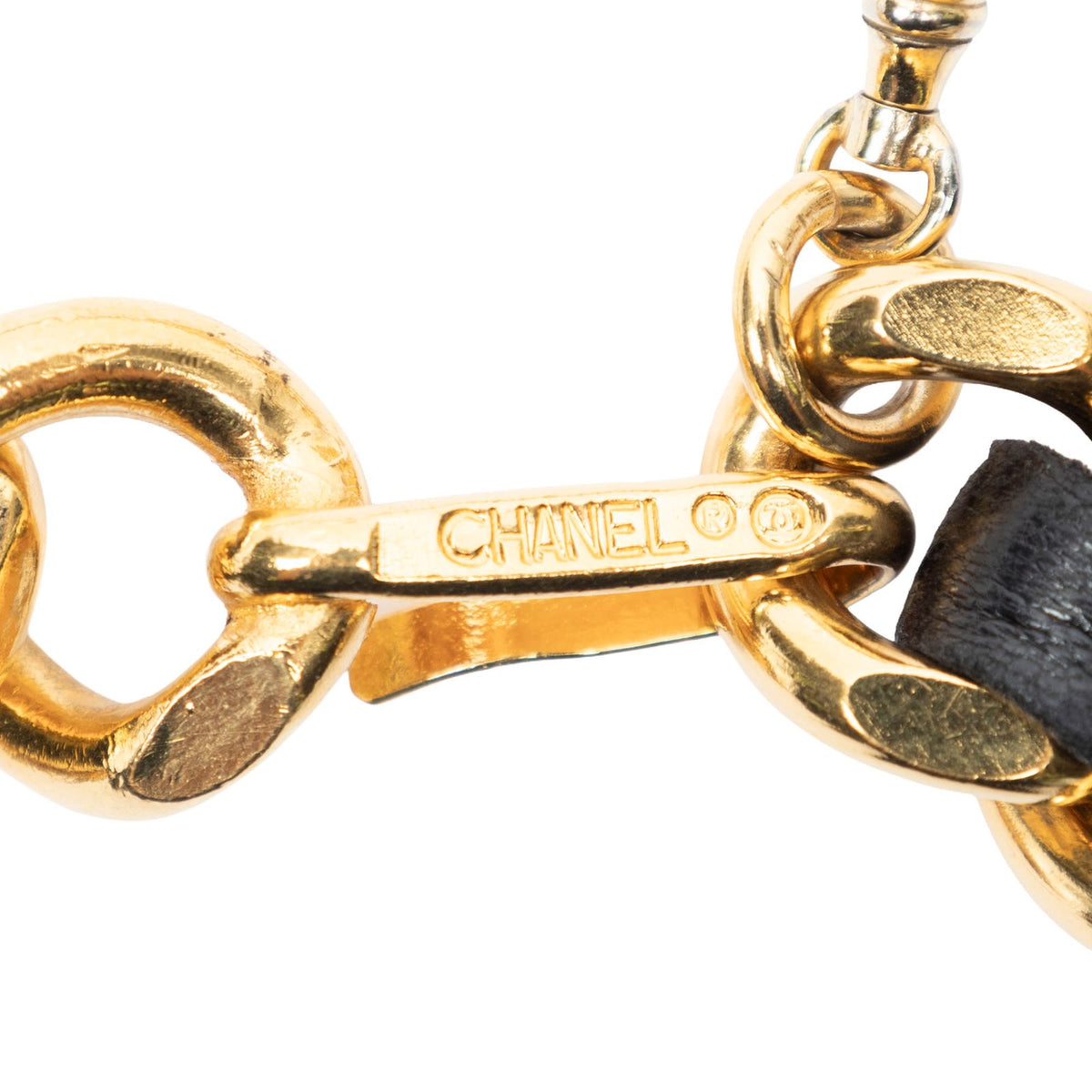 Chanel CC Logo Medallion Chain Belt Black Gold Plated — view 4