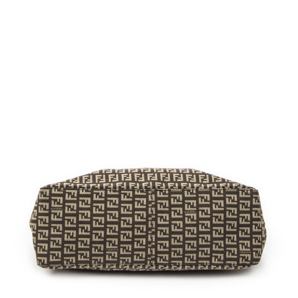 Fendi Square Zip Tote Dark Brown Zucchino Canvas — view 6