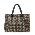 Fendi Square Zip Tote Dark Brown Zucchino Canvas