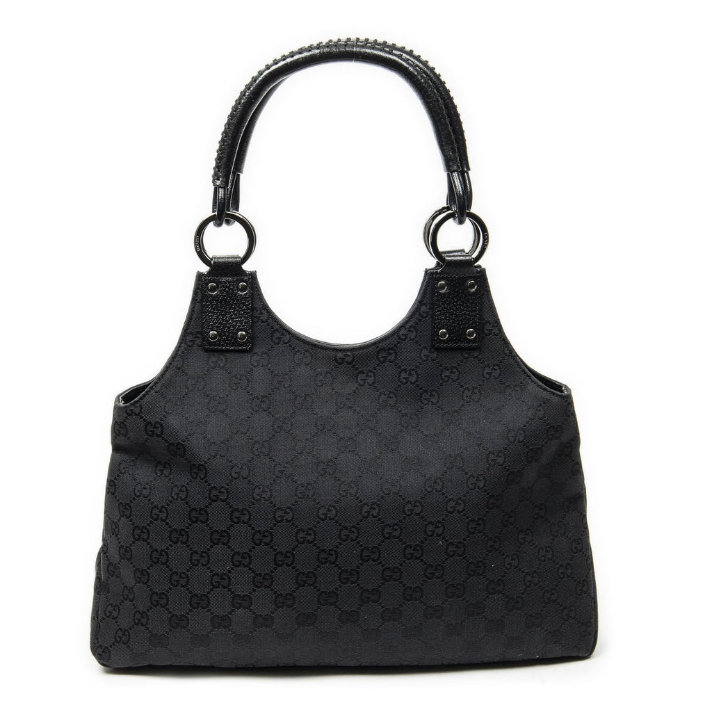 Gucci Medium Boy Black GG Canvas Shoulder Bag — view 5