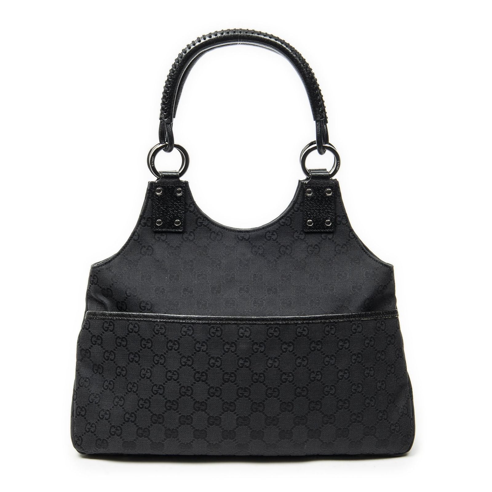 Gucci Medium Boy Black GG Canvas Shoulder Bag