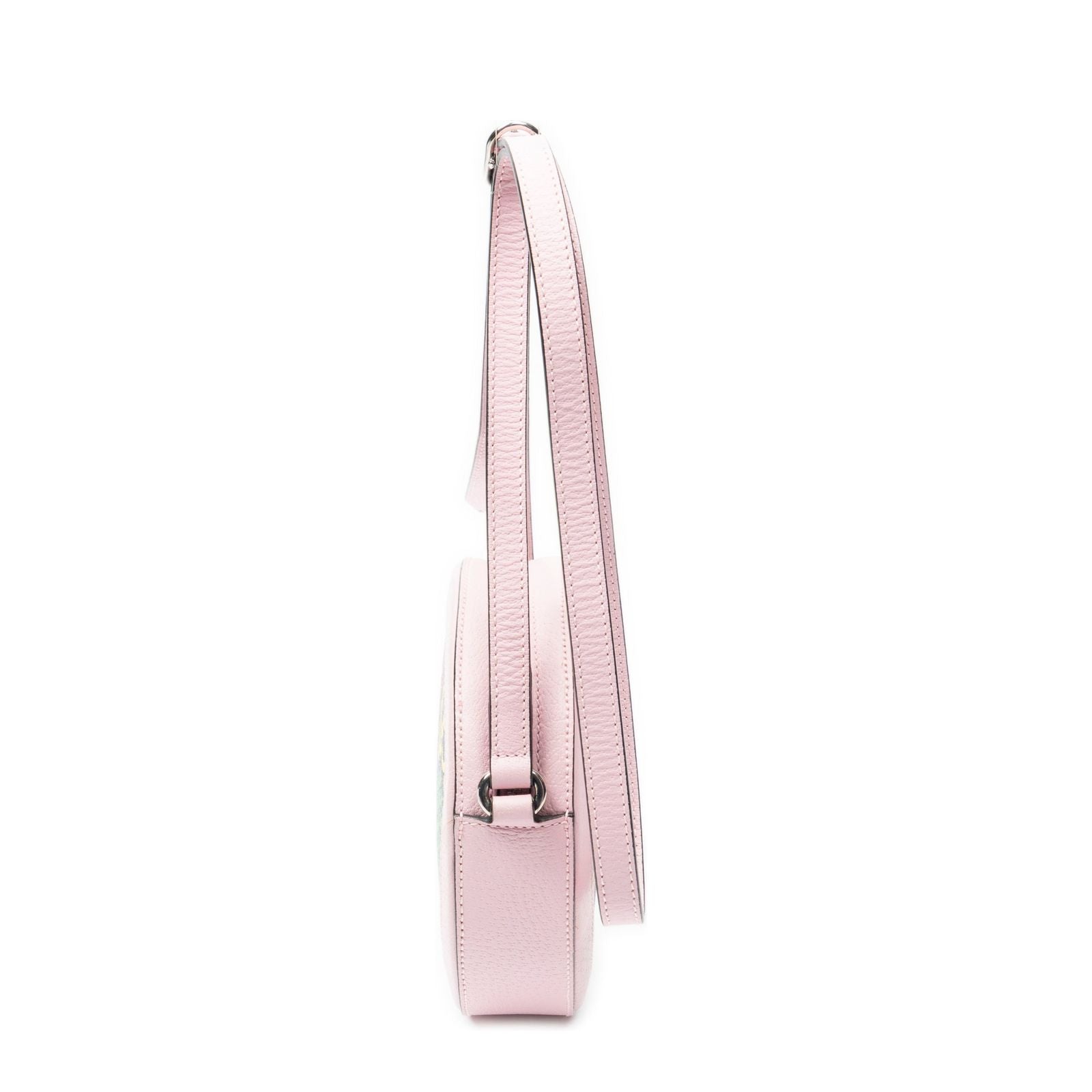 Gucci Mini GG Round Cross Belt Bag Pink Gray Leather — view 3