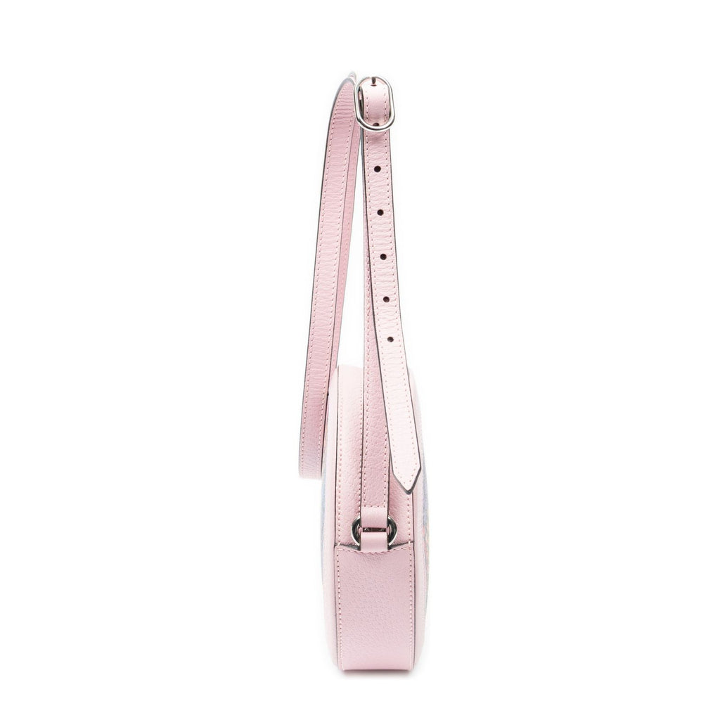 Gucci Mini GG Round Cross Belt Bag Pink Gray Leather — view 4