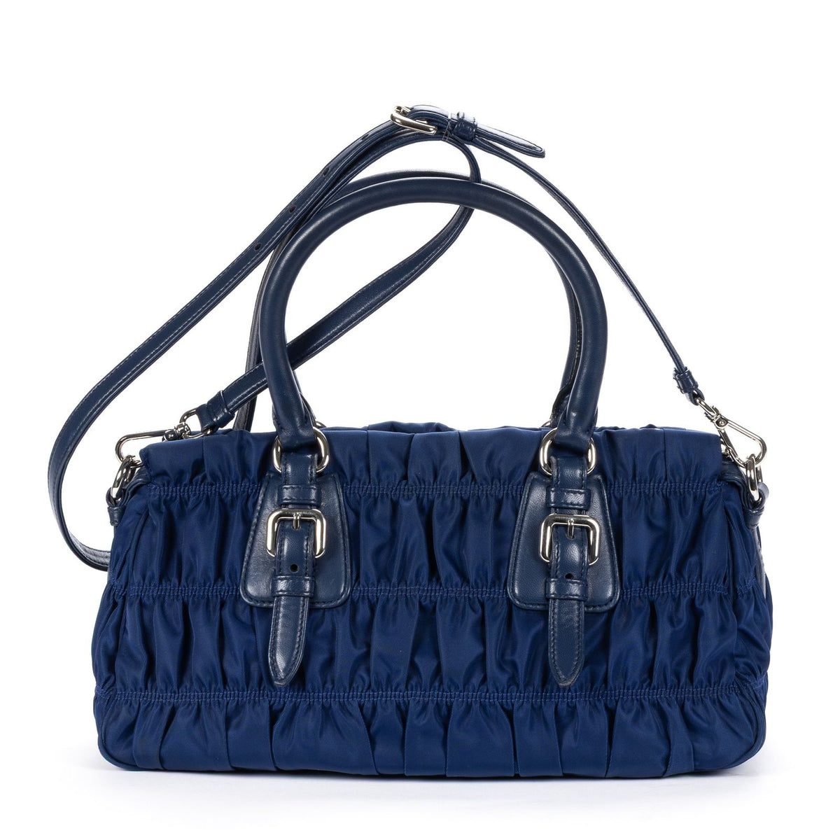 Prada Zip Shopping Tote Navy Tessuto Gaufre Canvas — view 5