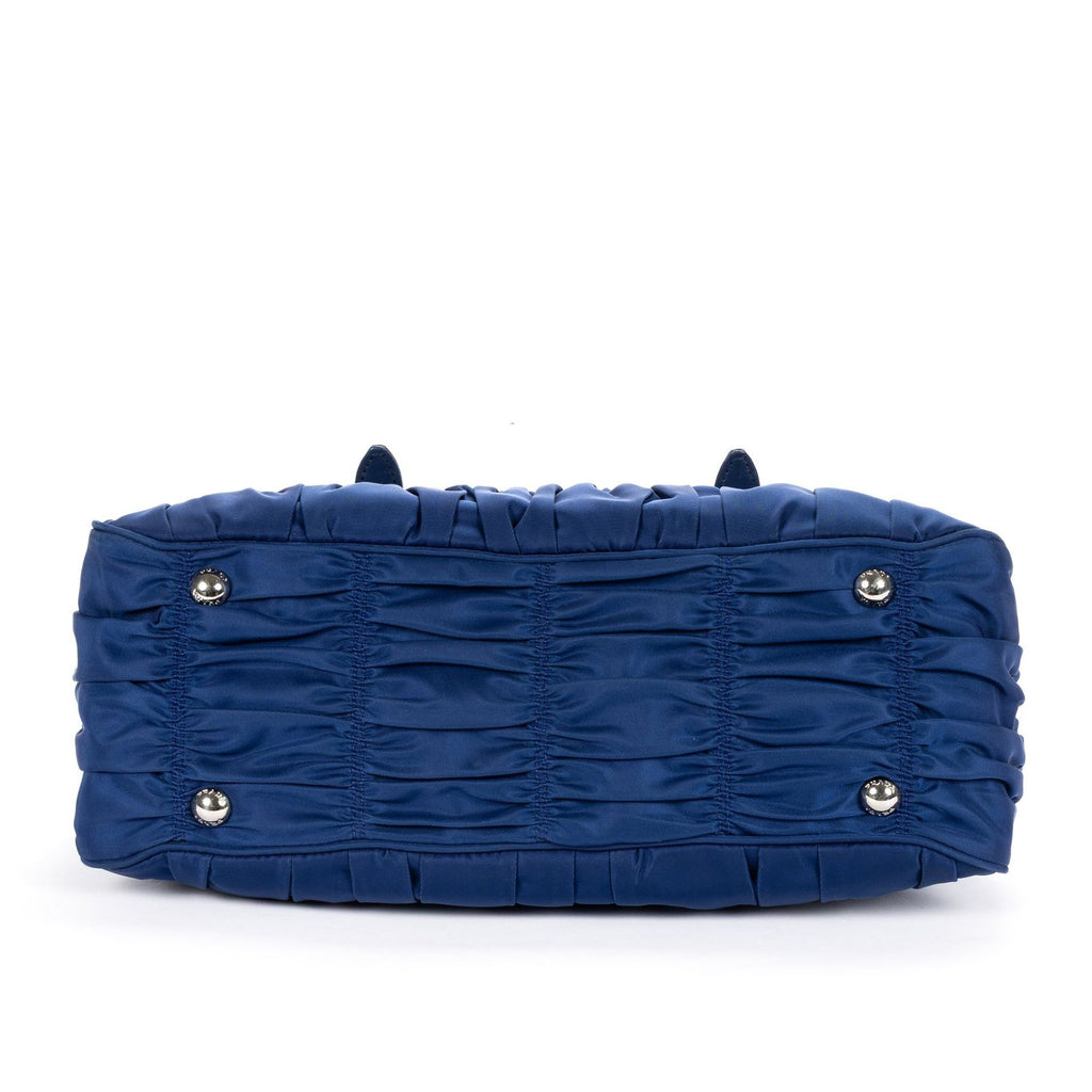 Prada Zip Shopping Tote Navy Tessuto Gaufre Canvas — view 6
