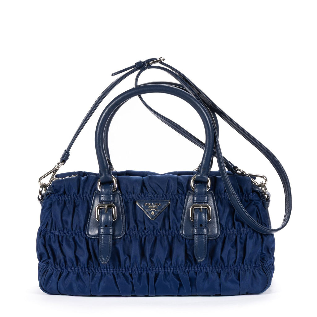 Prada Zip Shopping Tote Navy Tessuto Gaufre Canvas
