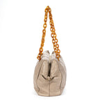Prada Pomiche Chain Handle Hobo Gray Calfskin Leather — view 3