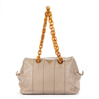 Prada Pomiche Chain Handle Hobo Gray Calfskin Leather