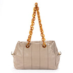 Prada Pomiche Chain Handle Hobo Gray Calfskin Leather — view 5