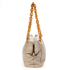 Prada Pomiche Chain Handle Hobo Gray Calfskin Leather — view 4