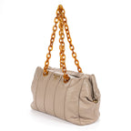 Prada Pomiche Chain Handle Hobo Gray Calfskin Leather — view 2