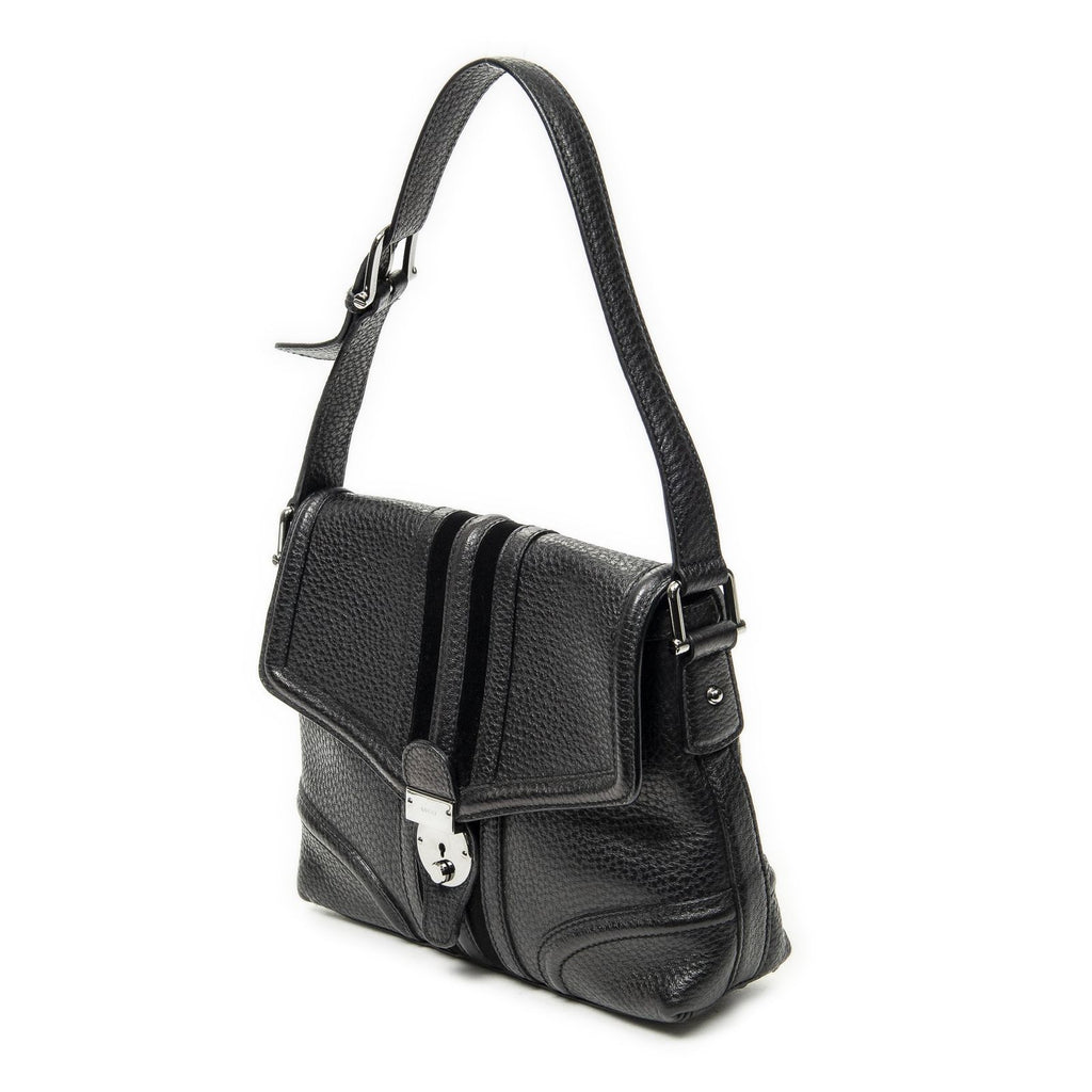 Gucci Web Treasure Flap Bag Black Grain Calfskin Leather — view 2