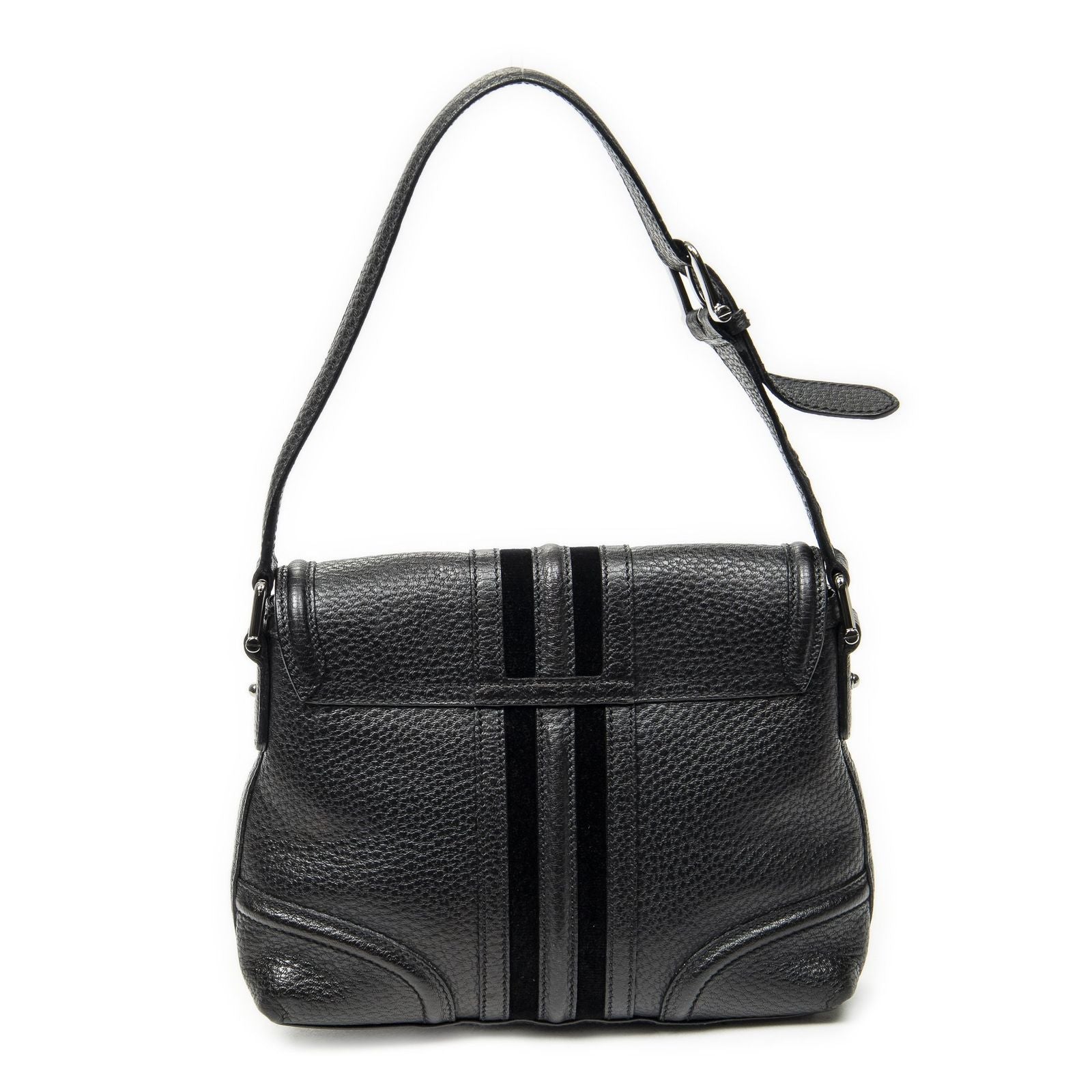 Gucci Web Treasure Flap Bag Black Grain Calfskin Leather — view 5