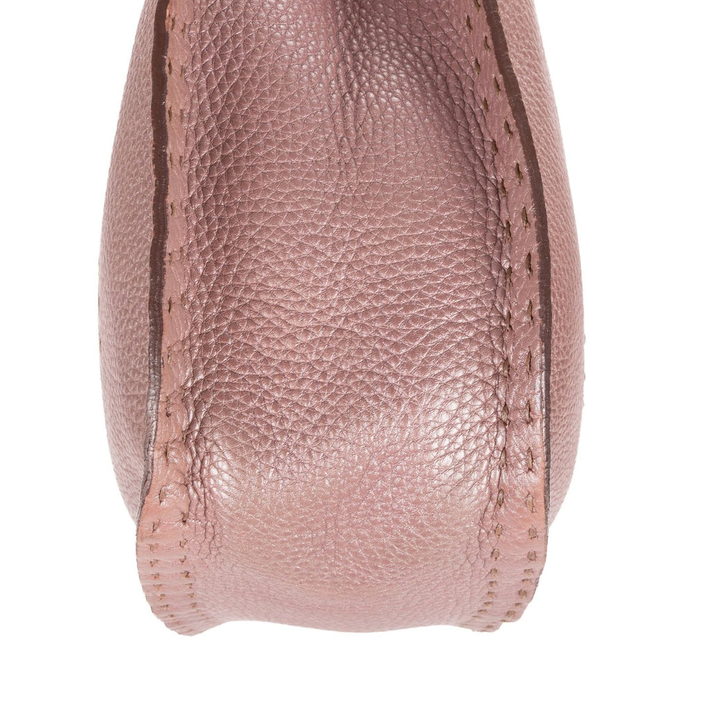 Fendi Selleria Zip Hobo Metallic Purple Grain Calfskin Leather — view 7