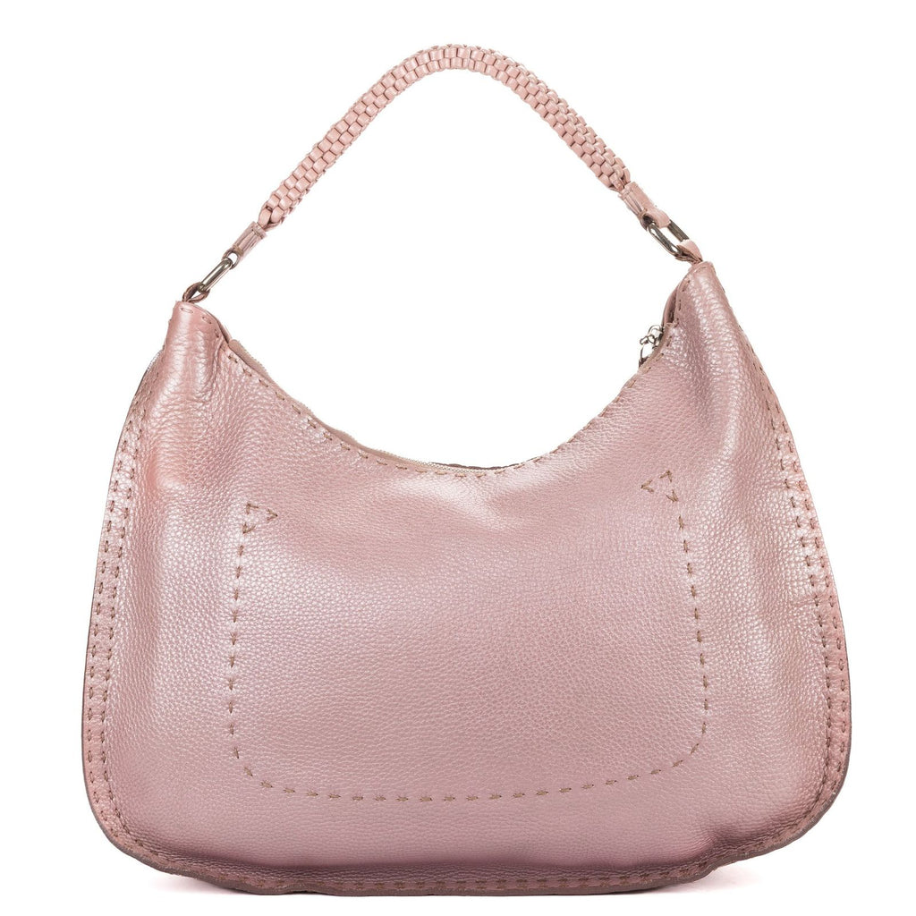 Fendi Selleria Zip Hobo Metallic Purple Grain Calfskin Leather — view 5