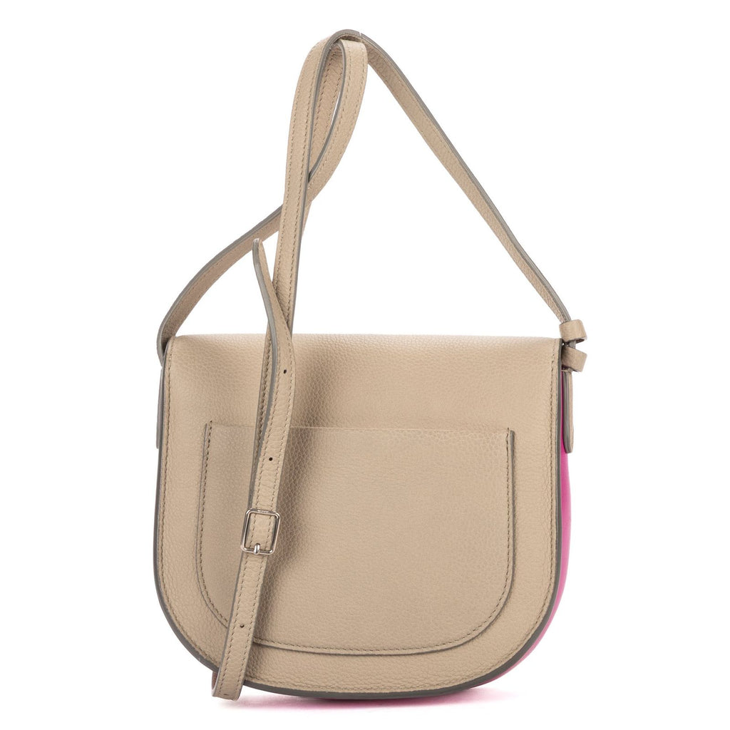 Celine Mini Bicolor Trotteur Cross Belt Bag Gray Pink Grain Calfskin Leather — view 5