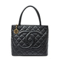Chanel Timeless Medallion Tote Black Quilted Caviar Leather