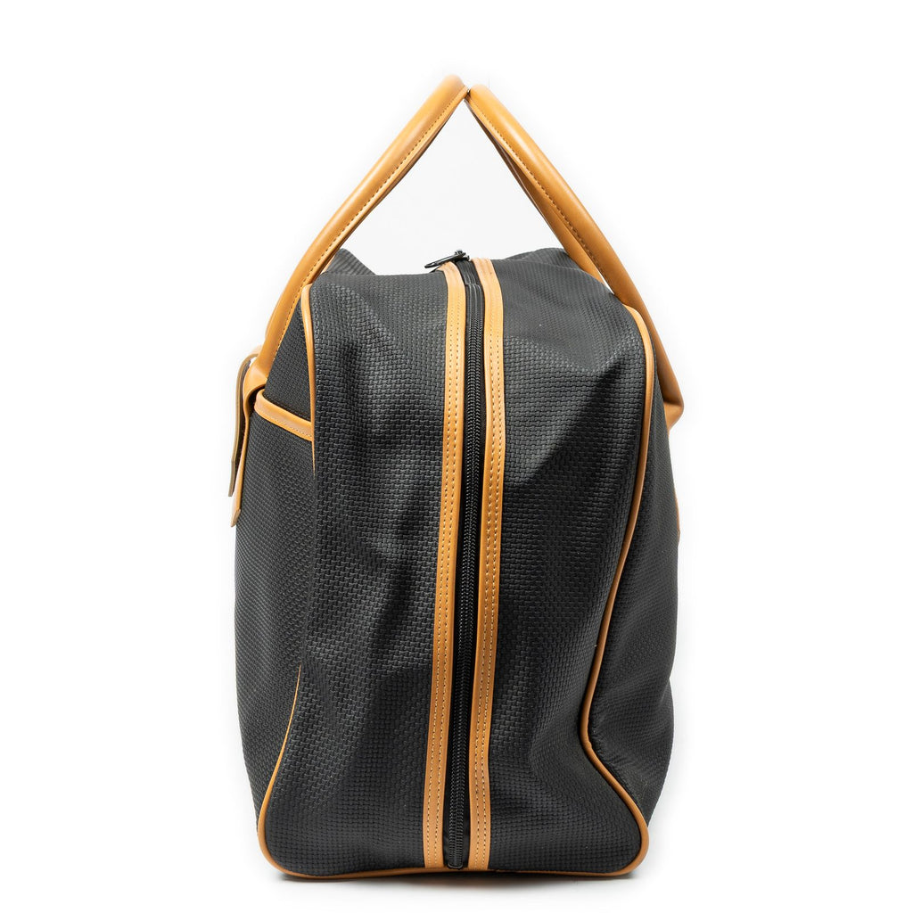 Saint Laurent Vintage Medium Travel Boston Black Tan Canvas Handbag — view 3
