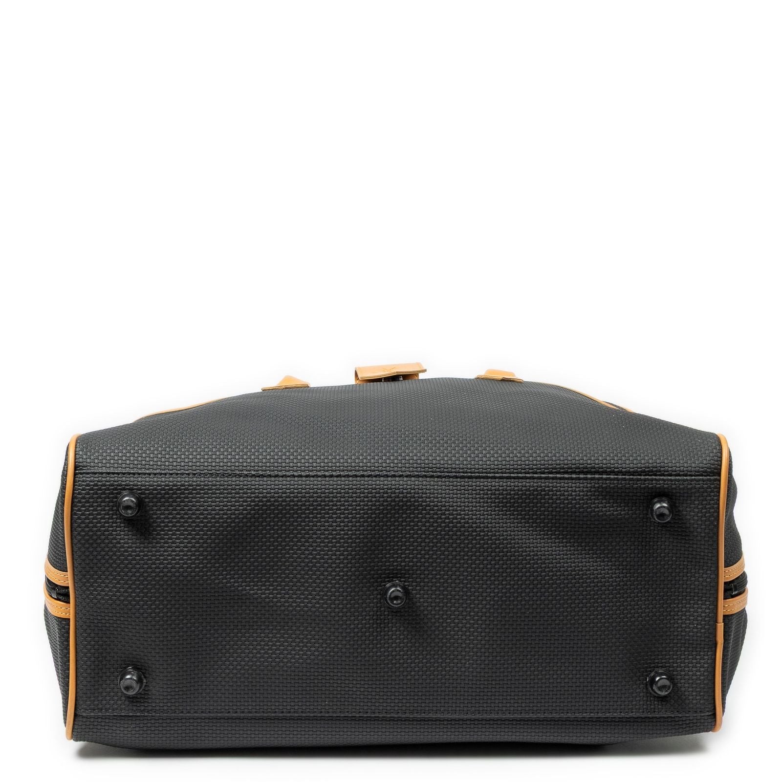 Saint Laurent Vintage Medium Travel Boston Black Tan Canvas Handbag — view 6