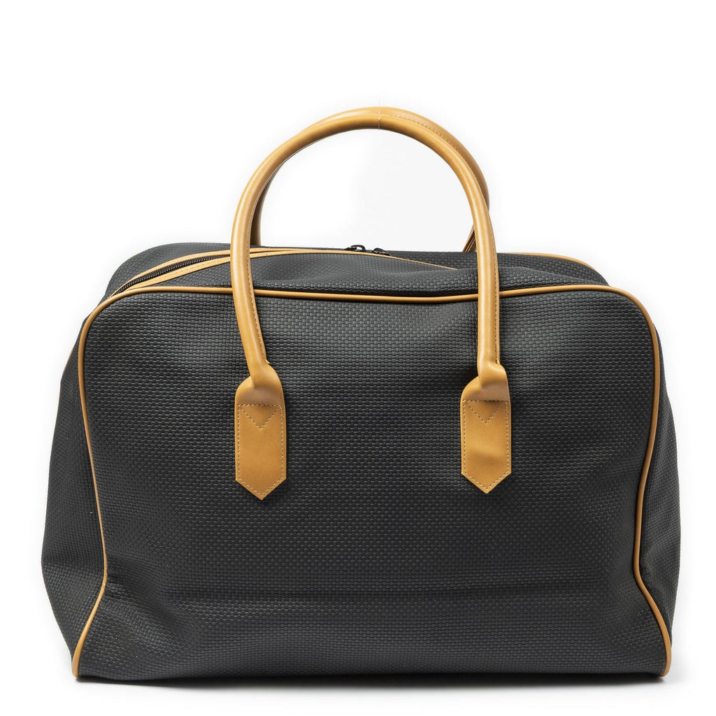 Saint Laurent Vintage Medium Travel Boston Black Tan Canvas Handbag — view 5