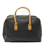 Saint Laurent Vintage Medium Travel Boston Black Tan Canvas Handbag — view 5