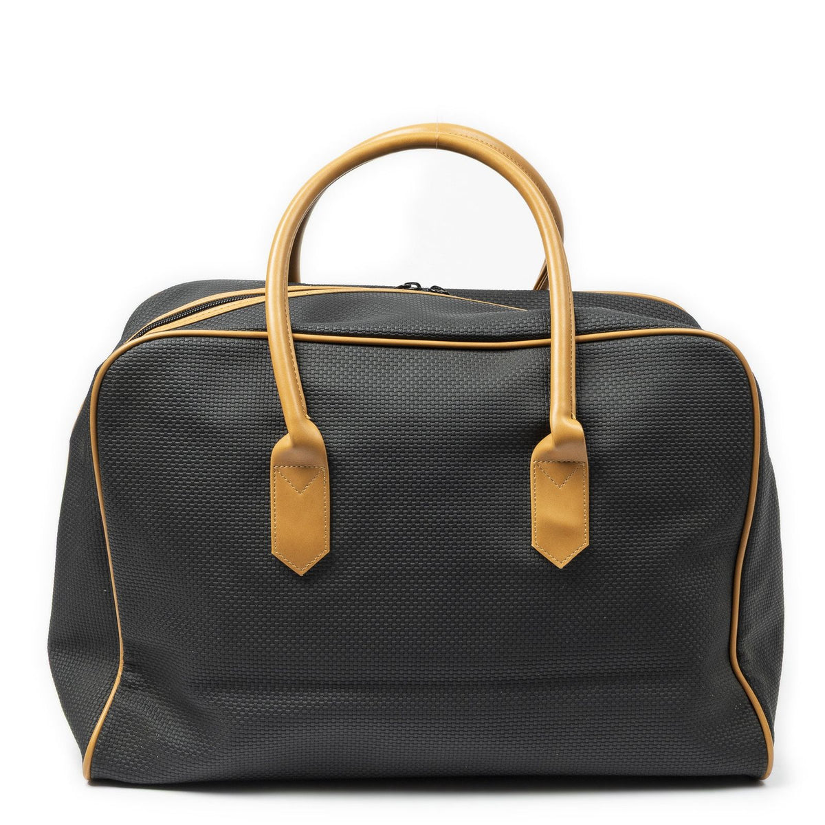 Saint Laurent Vintage Medium Travel Boston Black Tan Canvas Handbag — view 5