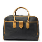 Saint Laurent Vintage Medium Travel Boston Black Tan Canvas Handbag