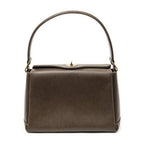 Gucci Vintage Flap Bag Top Handle Brown Grain Calfskin Leather
