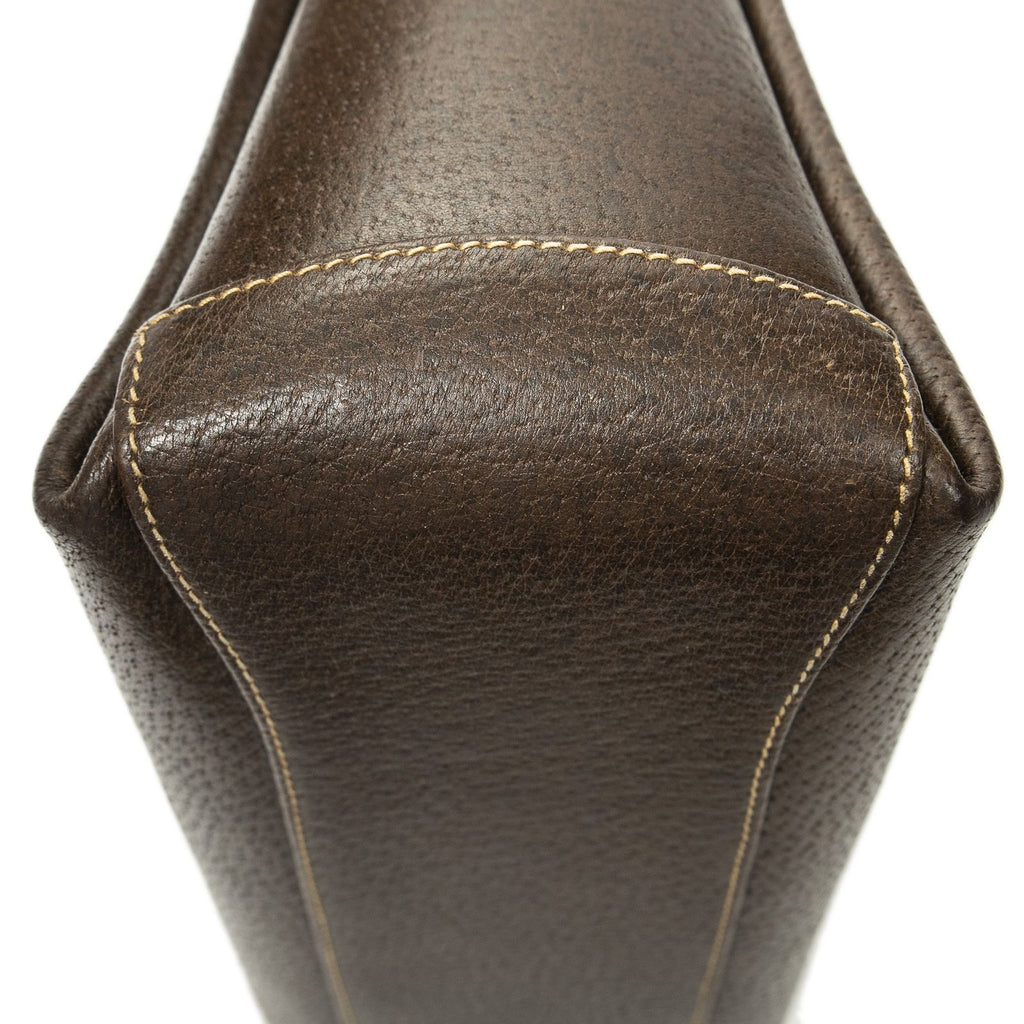 Gucci Vintage Flap Bag Top Handle Brown Grain Calfskin Leather — view 8