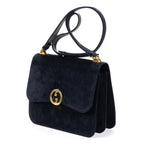 Gucci Vintage Flap Bag Navy Suede Leather — view 2