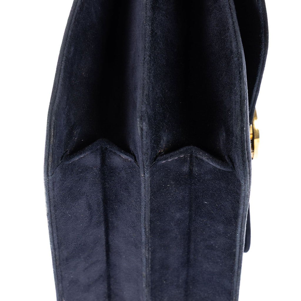 Gucci Vintage Flap Bag Navy Suede Leather — view 7