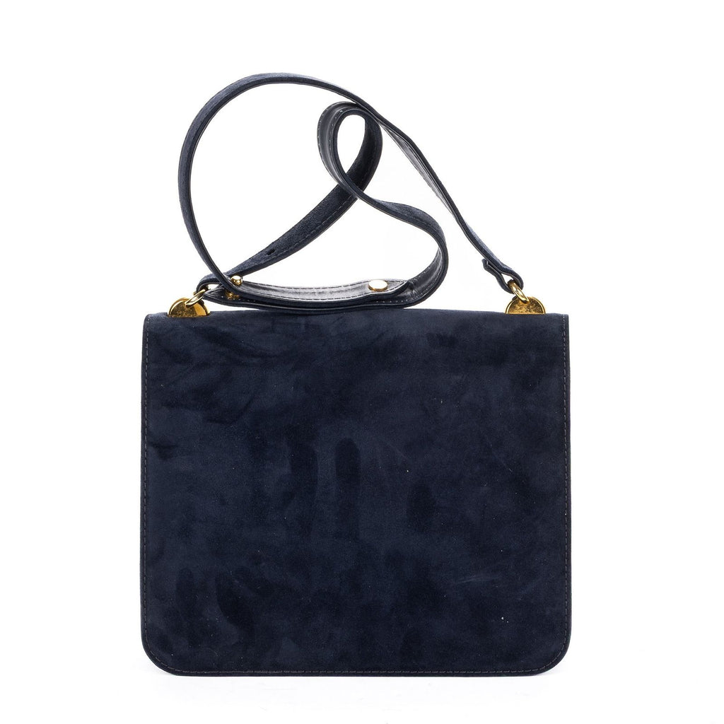 Gucci Vintage Flap Bag Navy Suede Leather — view 5