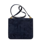 Gucci Vintage Flap Bag Navy Suede Leather — view 5