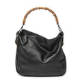 Gucci Vintage Bamboo Handle Tote Black Smooth Leather
