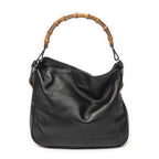 Gucci Vintage Bamboo Handle Tote Black Smooth Leather