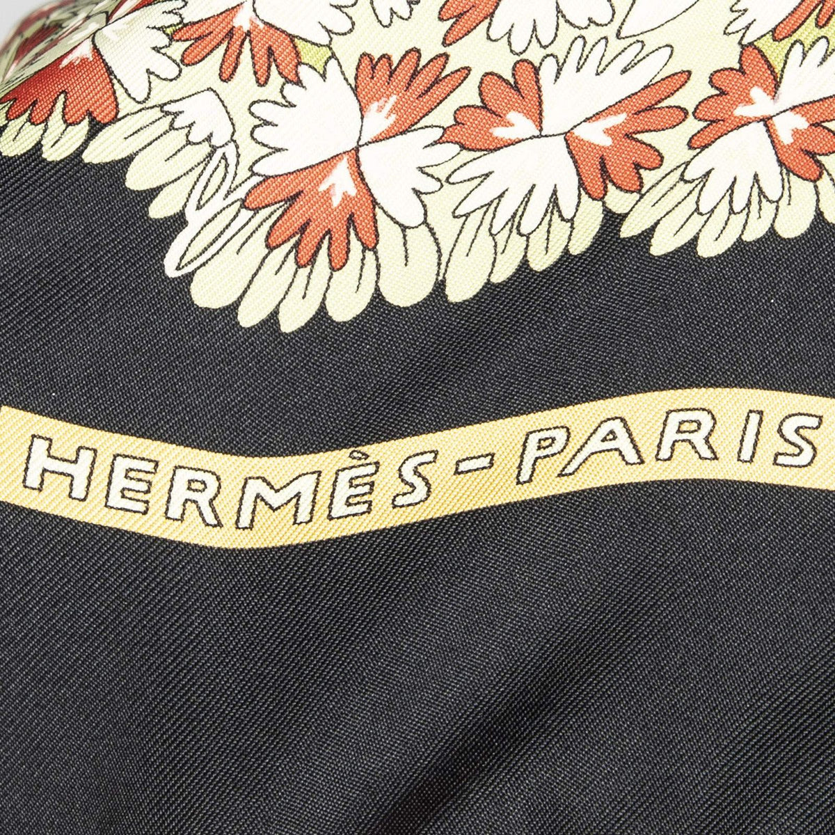 Hermes Scarf Black Red Gold Silk — view 4