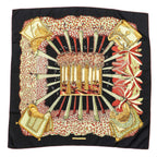 Hermes Scarf Black Red Gold Silk — view 2