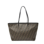 Fendi Roll Zip Tote Brown Black Resin Zucca Canvas — view 5