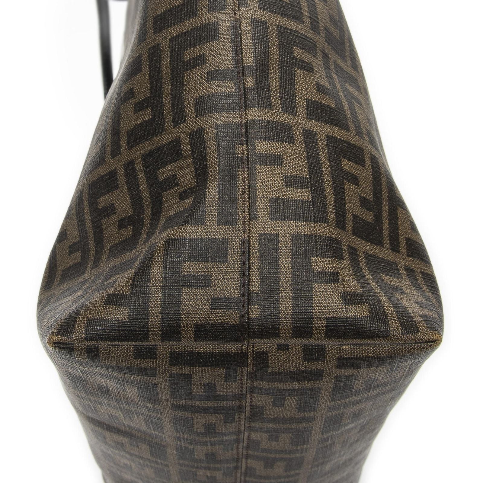 Fendi Roll Zip Tote Brown Black Resin Zucca Canvas — view 8