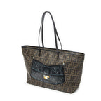 Fendi Roll Zip Tote Brown Black Resin Zucca Canvas — view 2