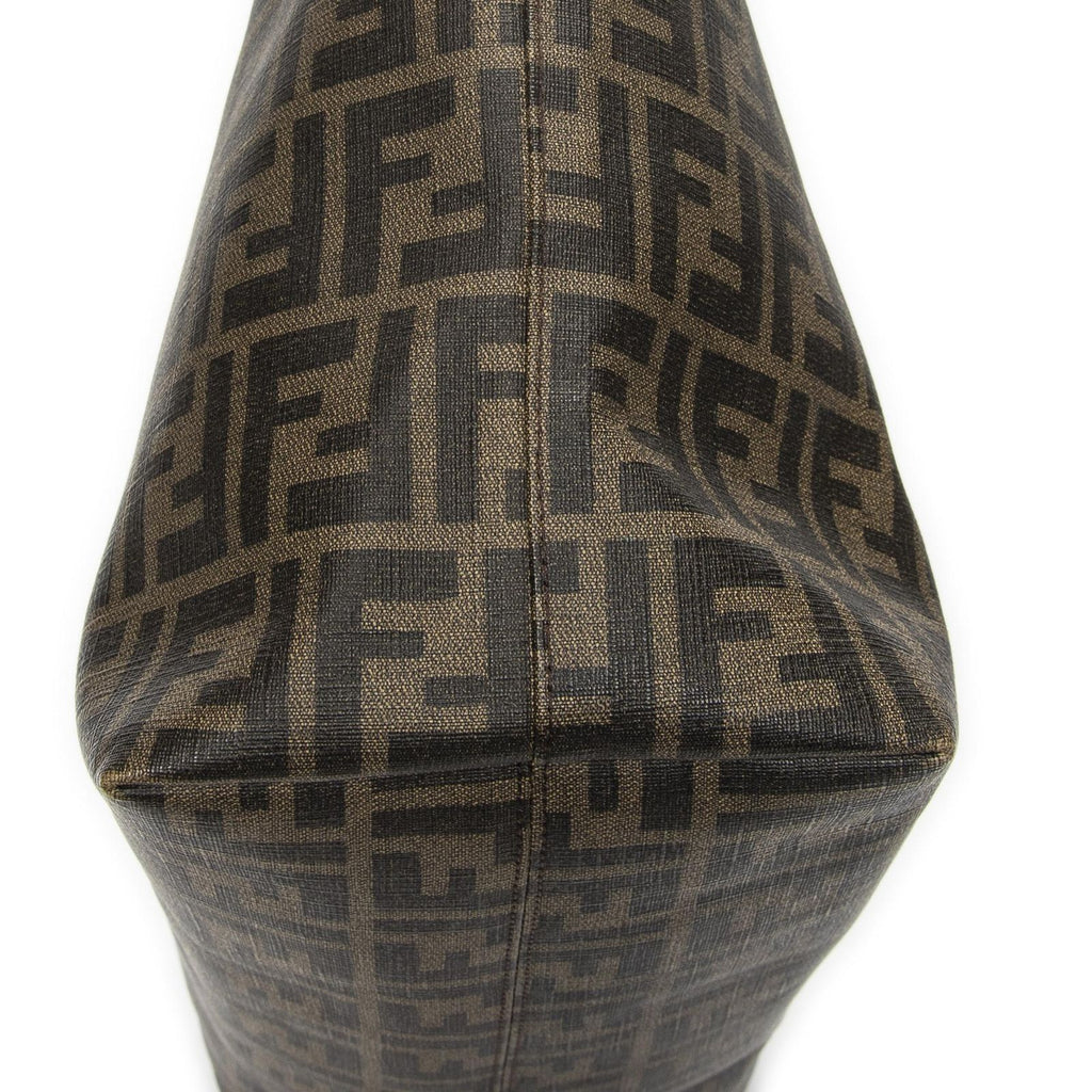 Fendi Roll Zip Tote Brown Black Resin Zucca Canvas — view 7